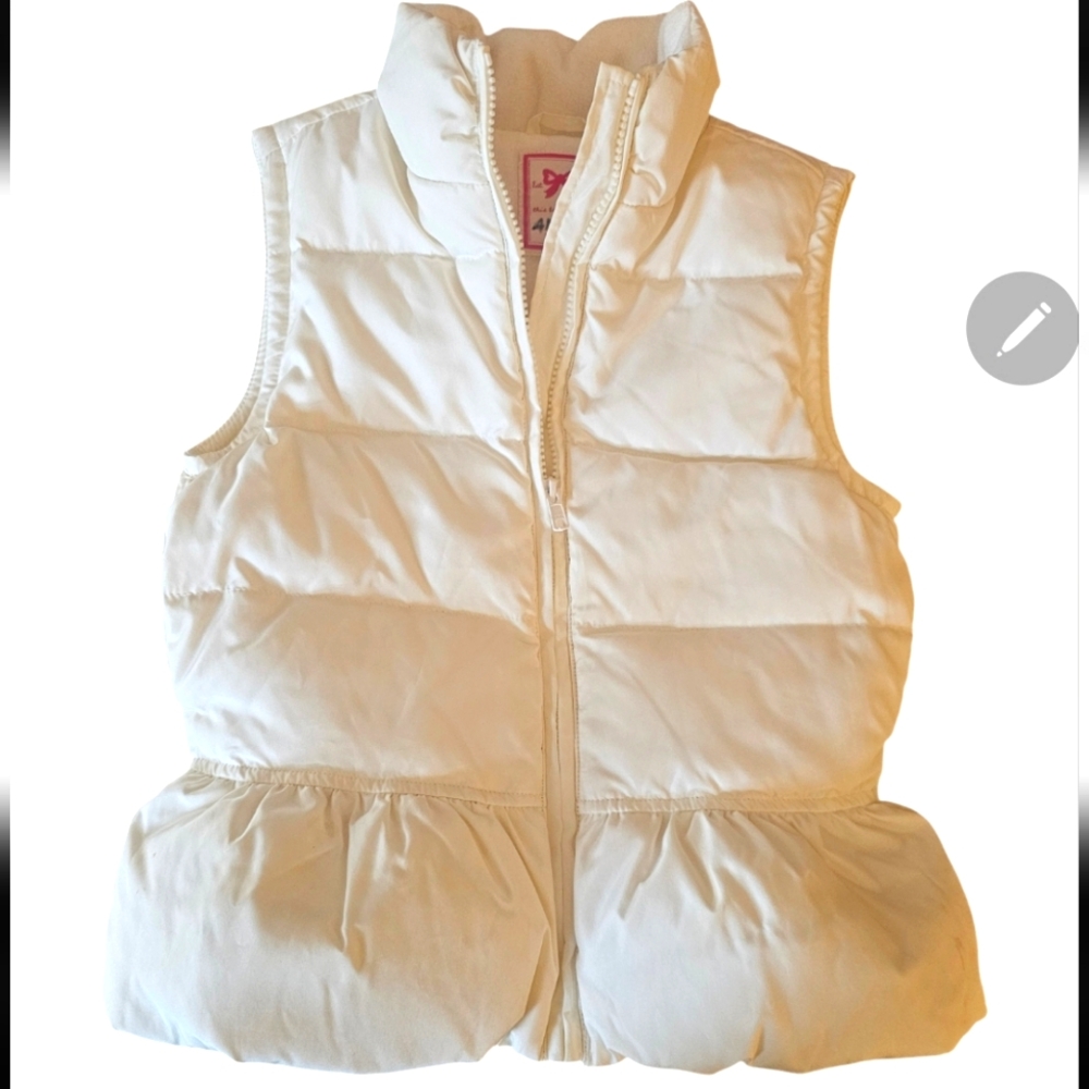 Gymboree White Quilted Puffer Vest with Back Bow